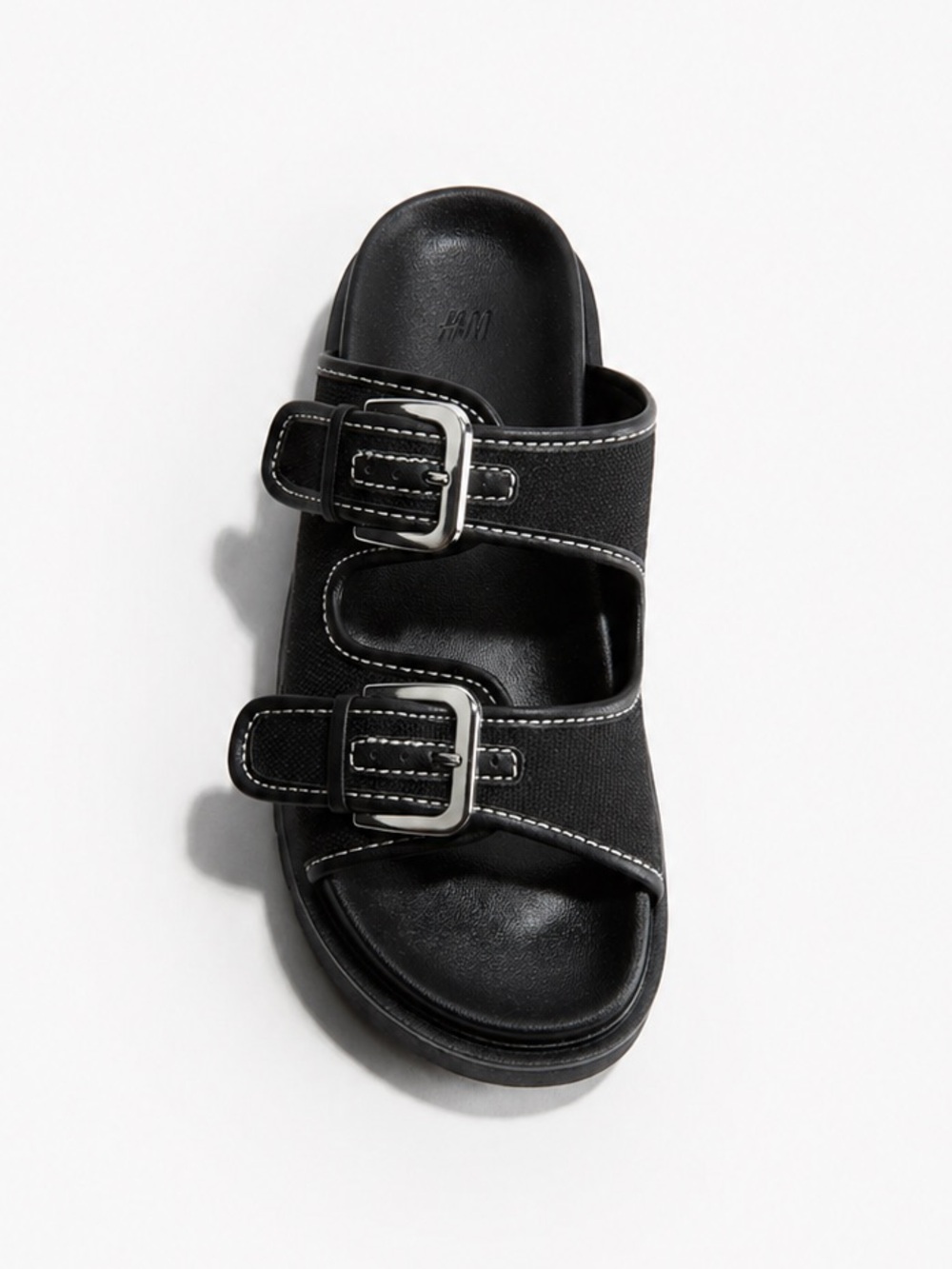 H&M • EUC Black Chunky Buckle Slide Sandals